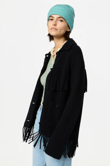 Western Fringe Jacket Black-JACKETS & OUTERWEAR-Guest in Residence-Debs Boutique